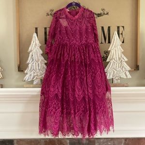 Elegant Pink Lace Kids Dress